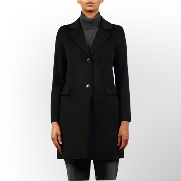 Fleurette Walker Notched Collar Wool Pea Coat Black Size 14 - Picture 4 of 10